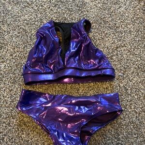 Metallic purple pole outfit